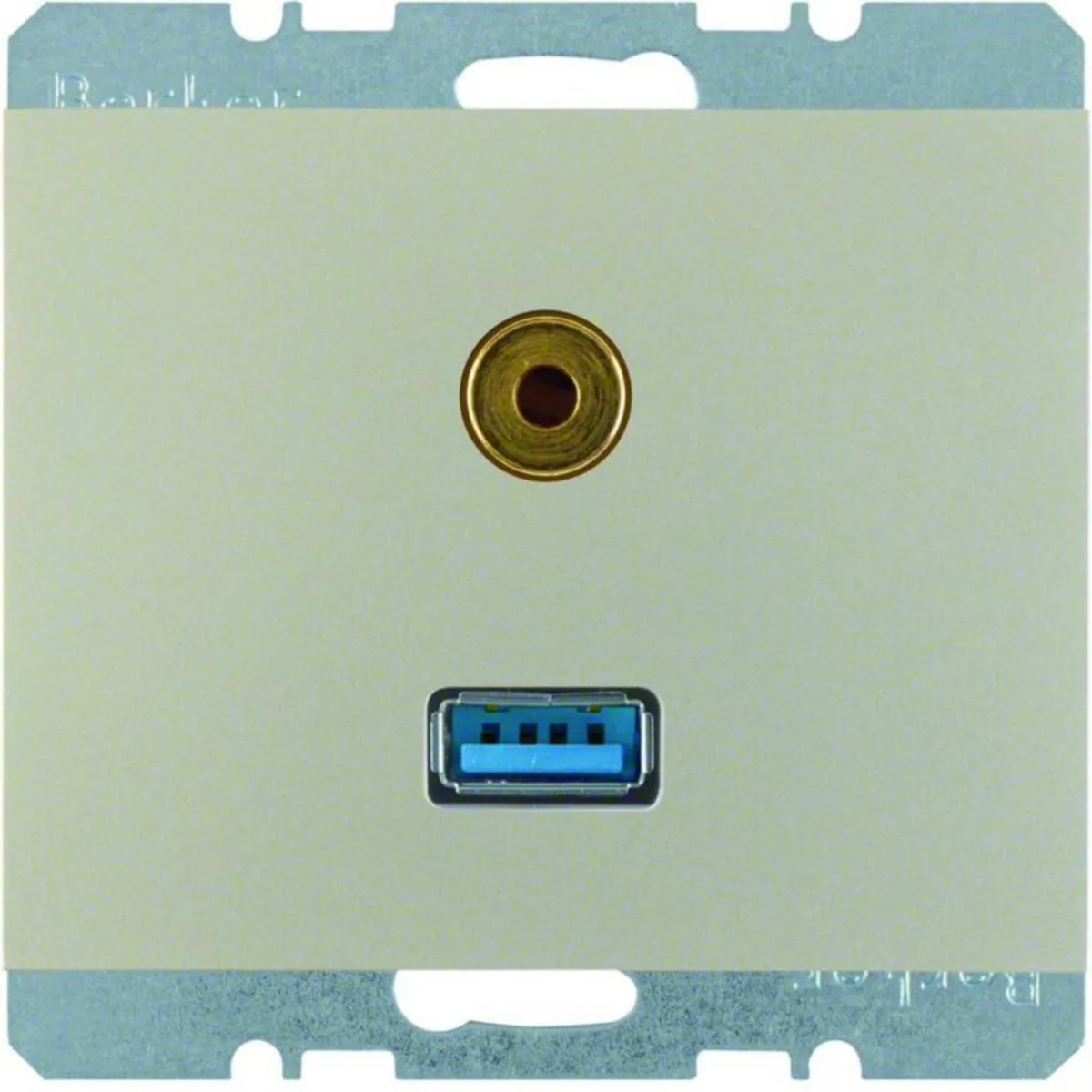 AV-rasia Hager K.5 USB/3.5MM AUDIO UK RST – ruostumaton teräs (RST)