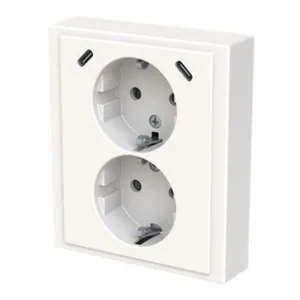Pistorasia + USB ABB Impressivo maadoitettu 2-osainen - PISTORASIA + USB IMPRESSIVO 2S/16A/IP21 UKJ 0X USB C+C VAL