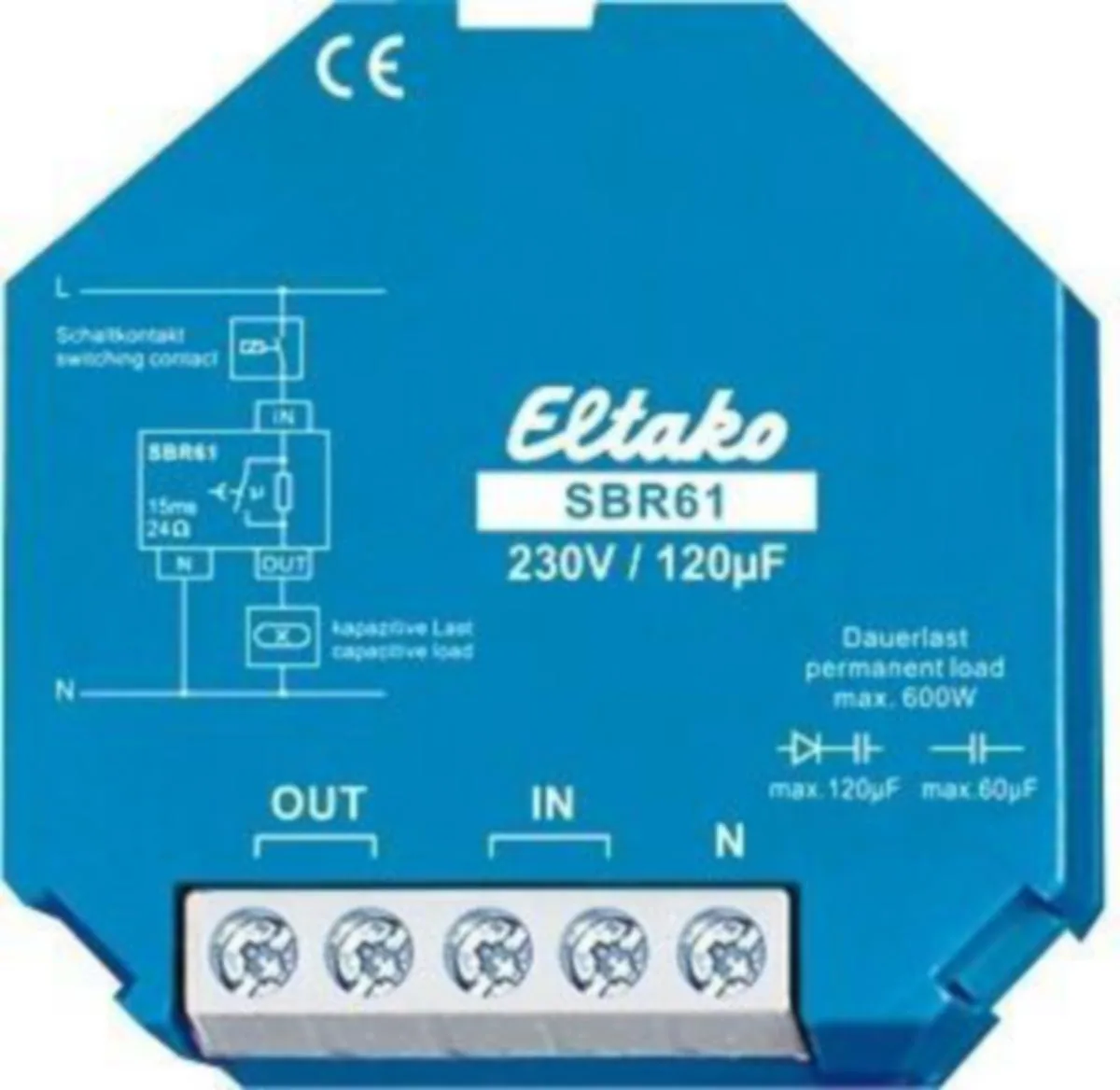 Virranrajoitusrele SBR61-230V/120µF Eltako - VIRRANRAJ RELE ELTAKO SARJA 12 RASIA.1S.16A/250VAC.230V/120µF