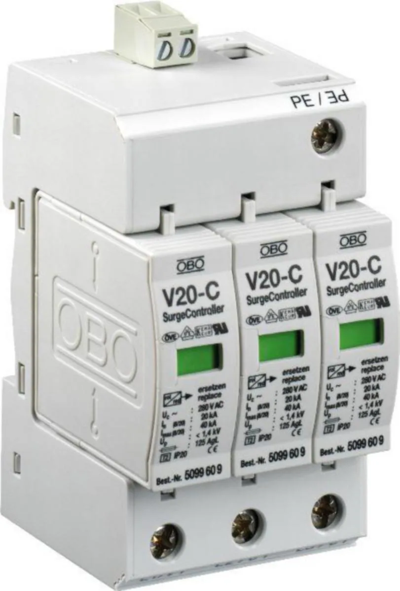 Ylijännitesuoja PJ-verkko OBO TBS V20-C 3+FS-280, T2, 3L+PEN