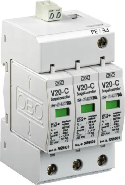 Ylijännitesuoja PJ-verkko OBO TBS V20-C 3+FS-280, T2, 3L+PEN