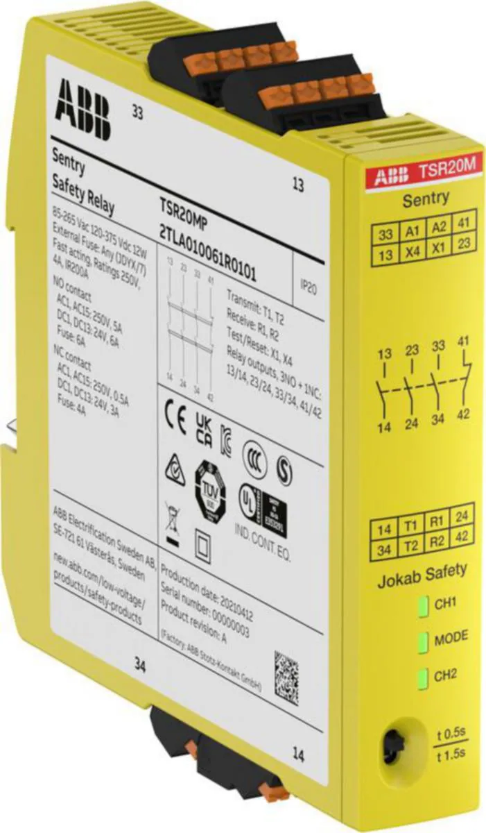 Turvarele ABB Jokab Safety SENTRY TSR20MP, PUSH-IN