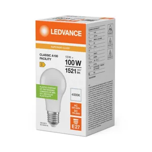 Vakiolamppu Ledvance Performance Classic A Facility - VAKIOLAMPPU LEDVANCE CLA 13W/840 1521LM E27 AC/DC