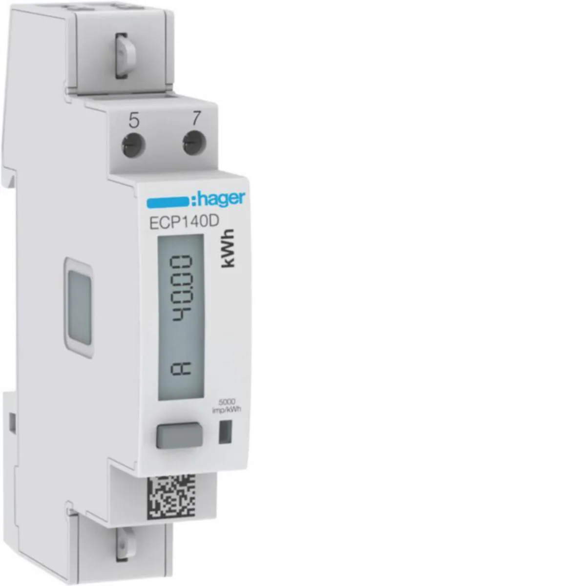Energiamittari UTU suoramittaus, mid-hyväksytty - ENERGIAMITTARI DIN HAGER ECP140D 1V SUORA 40A 1M MID S0