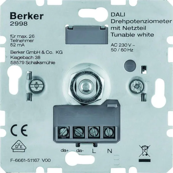 Potentiometri Hager S.1 2998 DALI 16VDC/52MA TW UR