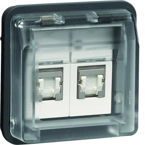 Telerasia Hager W.1 2XRJ45 KAT 6A STP IP55 HAR