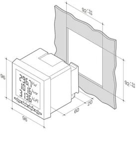 Monitoimimittari Hager - MONIMITTARI HAGER SM102E U/I/P/TK/E/H 96X96