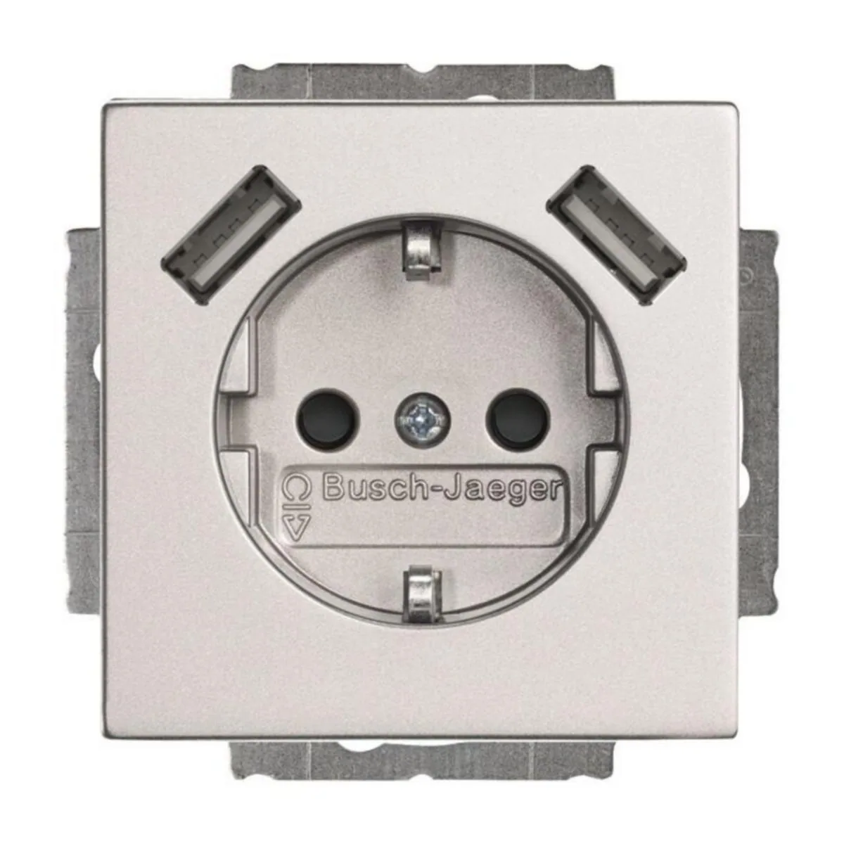 Pistorasia ABB Impressivo 1-os. maadoitettu + USB 1S/16A/IP21 UKJ 0X 2USB ALU – alumiini