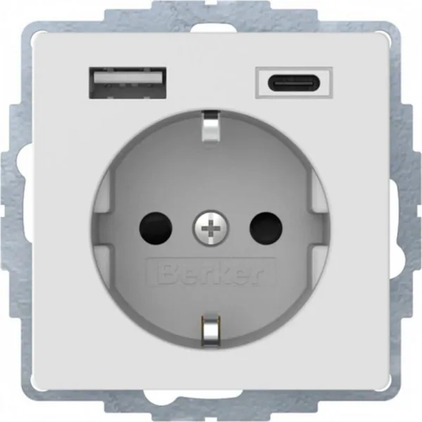 Pistorasia Hager Schuko/USB 1S/16A/IP20 USB A+C UKJ VAL