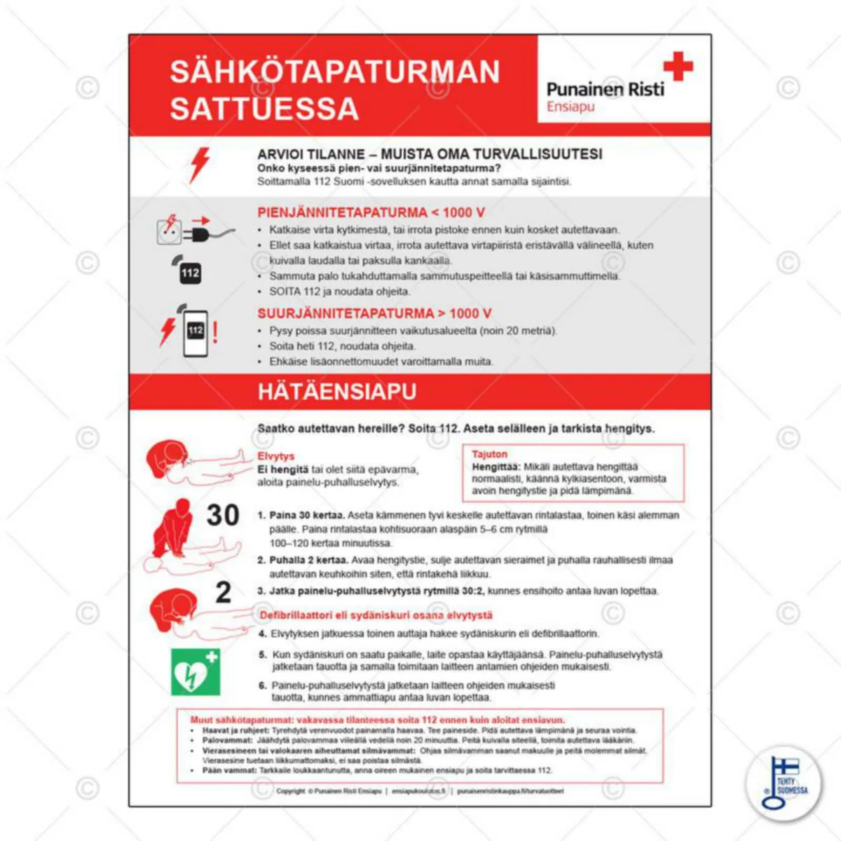 Merkintäkilpi ST Ohjetaulu Sähkötapaturmille - MERKINTÄKILPI ST OHJETAULU SÄHKÖTAPATURMILLE