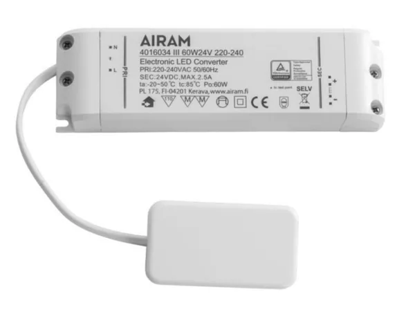 Muuntaja Airam IP20 TASAJÄNNITELÄHDE 24V 60W