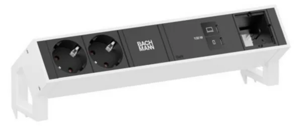 Pistorasiapaneelit DESK 2 Bachmann 2X PR +USB C/C 100W+CM