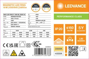LED-moduuli Ledvance Magnetic Led Ring - LED-MODUULI LEDVANCE MAG RING 180MM 16W CCT ML 230V