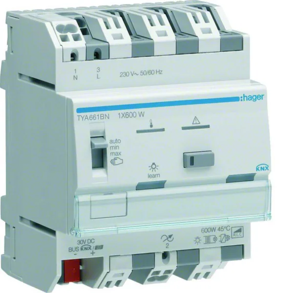 Valonsäädin KNX Hager KNX ETS tya661bn 1x600w rlcpd t din