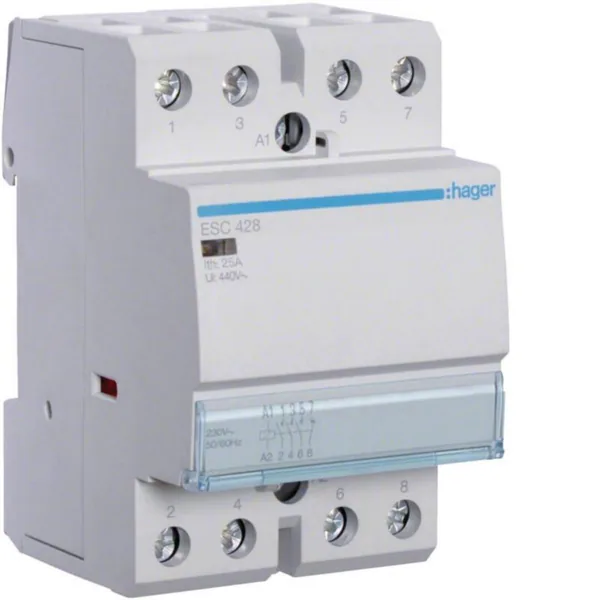 Kontaktori Hager ESC428 3s+1a 25A k.230VAC
