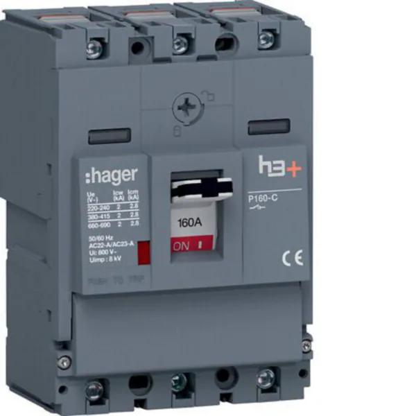 Kuormankytkin Hager h3+ 3P VIPU P160 3N 160A