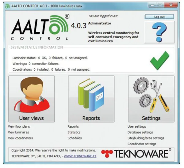 Ohjelmisto Teknoware TST5104C AALTO CONTROL