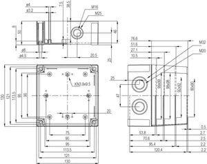 Asennuskotelo PCM Fibox MNX 130x130 - ASENNUSKOTELO PC FIBOX PCM 125/60 G