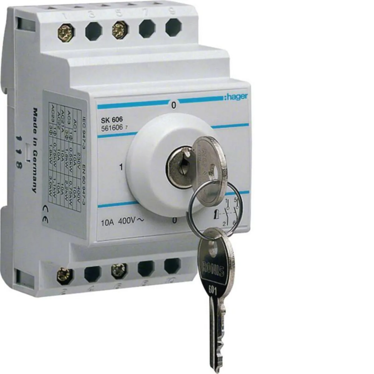 Ohjauskytkin Hager - OHJAUSKYTKIN HAGER SK606 2-NAP 10A 0-1 DIN