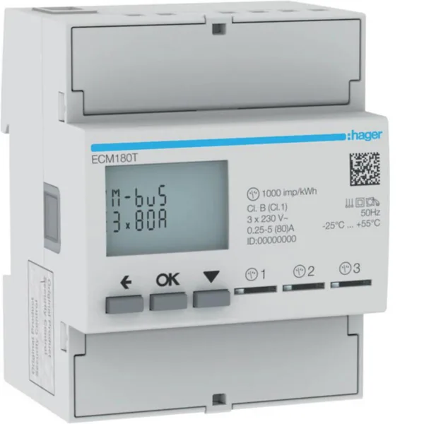 Energiamittari UTU suoramittaus ECM180T 1V SUORA 3X80A MBUS