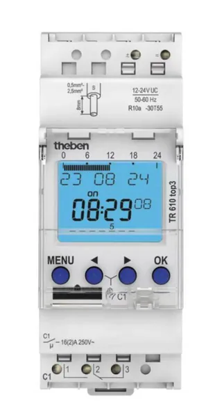 Kellokytkin digitaalinen Theben TR top3 TRTOP3 1M-7D 1V/16A 12/24V DIN