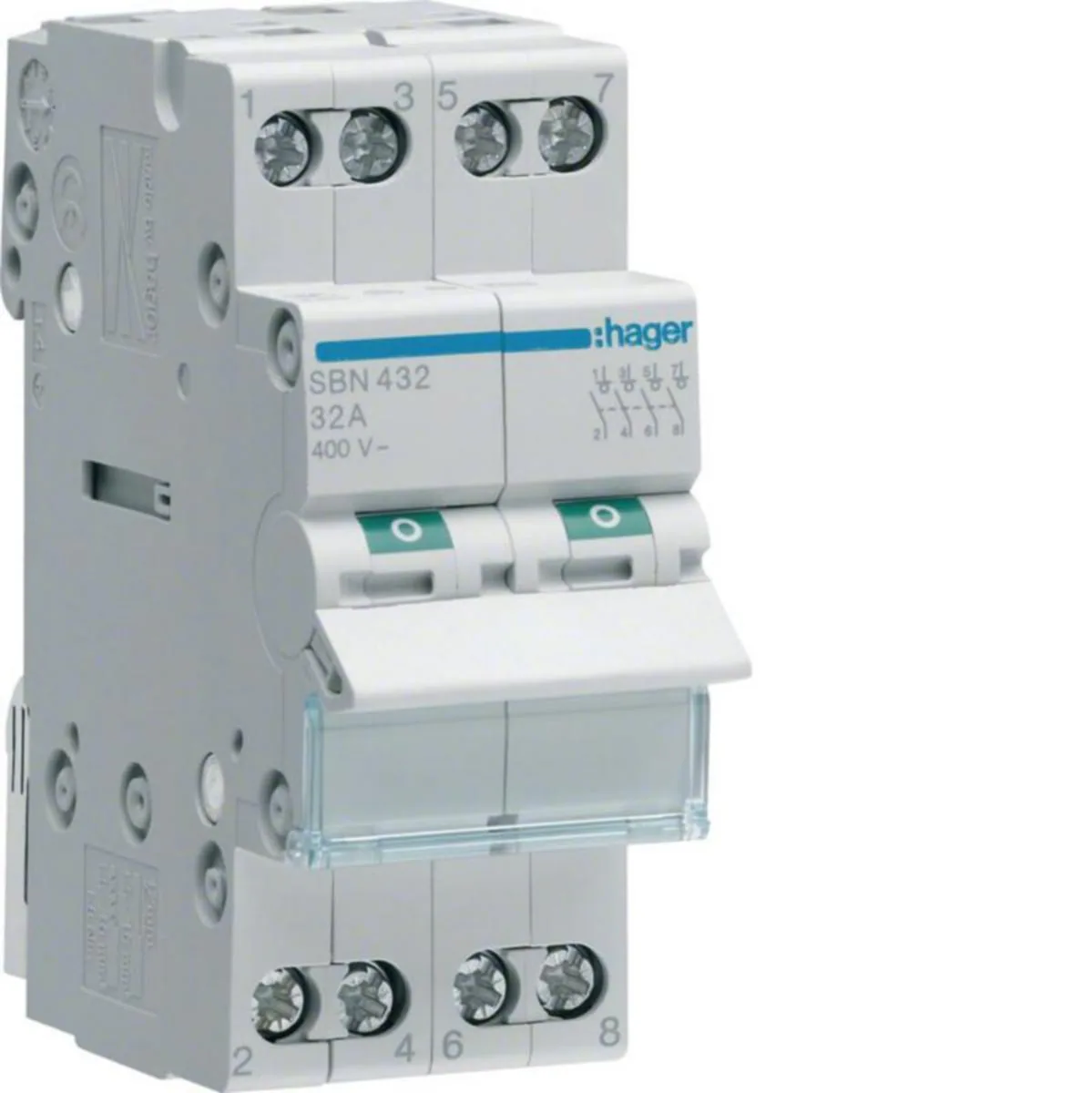 Modulaariset kuormankytkin Hager 4-napainen SBN432 0-1 4N 32A 400VAC DIN