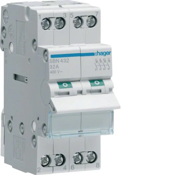 Modulaariset kuormankytkin Hager 4-napainen SBN432 0-1 4N 32A 400VAC DIN