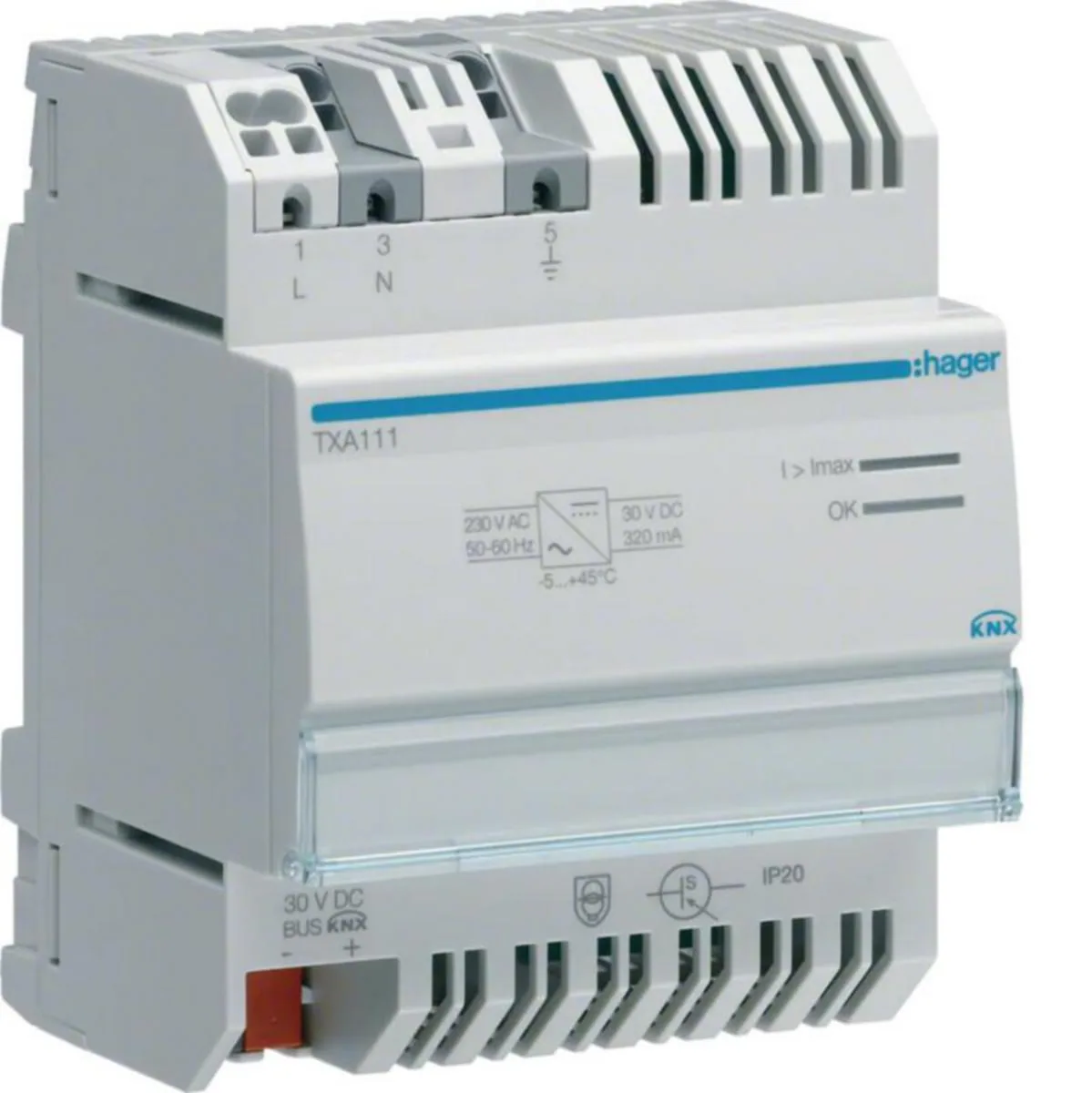 Teholähde KNX Hager Tebis - TEHOLÄHDE KNX KNX EASY TXA111 30VDC 320mA DIN