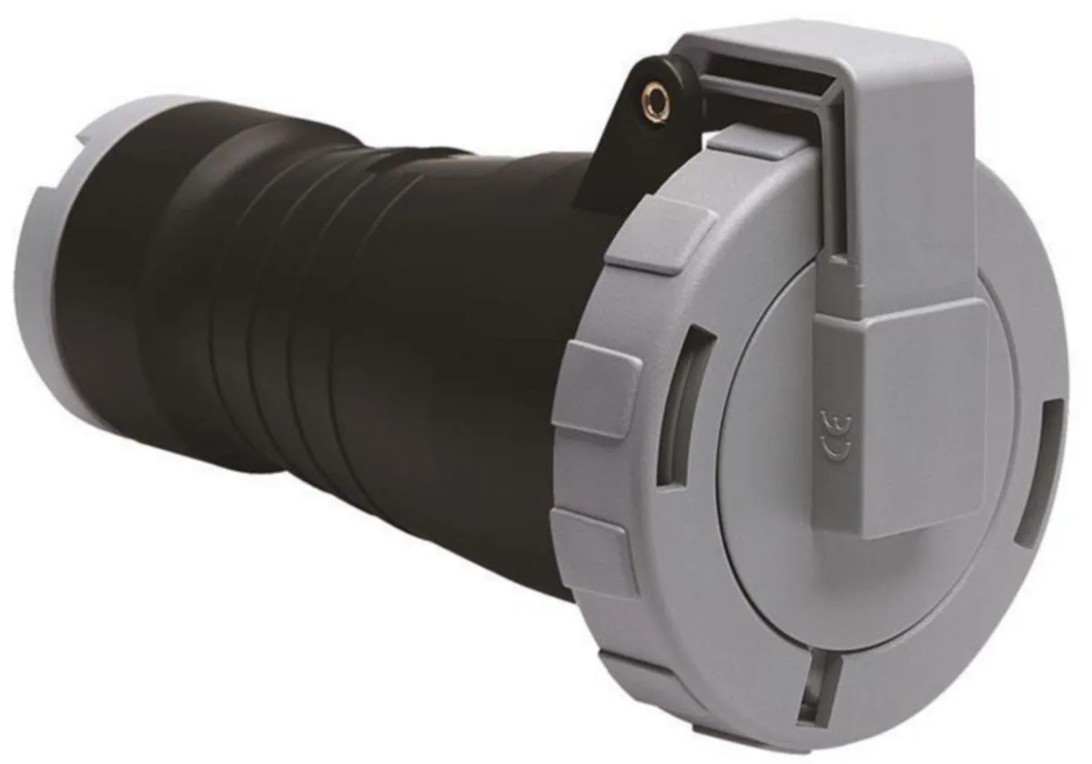 Voimajatkopistorasia Amphenol Tough & Safe 5H, 16A, IP67/IP69, 3P+E – musta