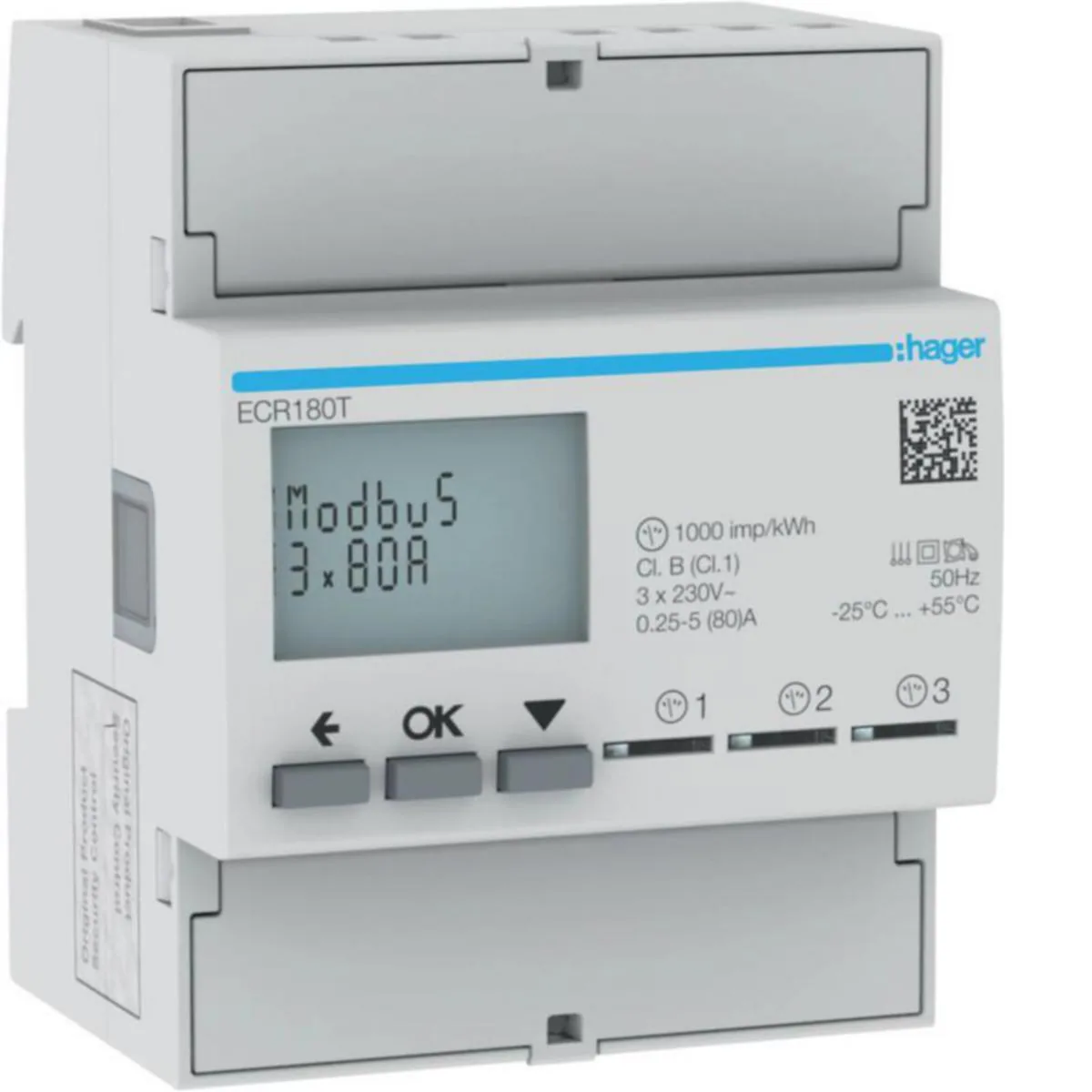 Energiamittari UTU suoramittaus ECR180T 1V SUORA 3X80A MODBUS