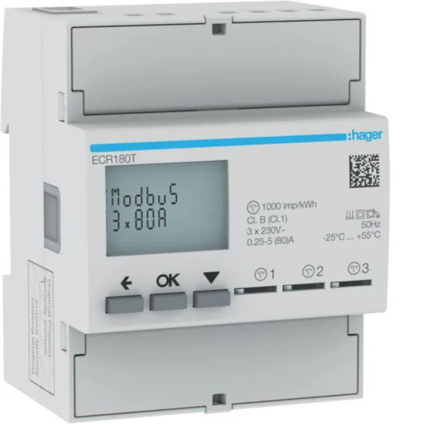 Energiamittari UTU suoramittaus ECR180T 1V SUORA 3X80A MODBUS