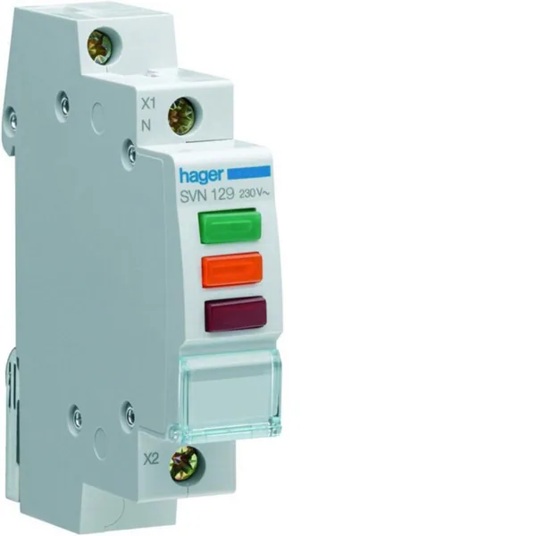 LED-merkkivalo 3-os Hager MERKKIVALO LED SVN129 PUN+VIH+ORA 230VAC