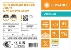 Moduulivalaisin Ledvance Panel Value - MODUULIVALAISIN PANEL VALUE PL COMP 1200X600 42W CCT ML MP