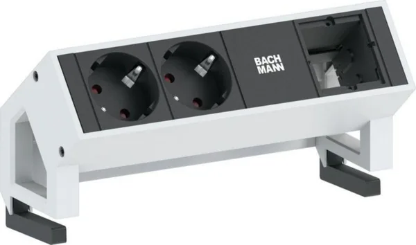Pistorasiapaneelit DESK 2 Bachmann 2xSCH 1xMODULIP. GST18 INOX L