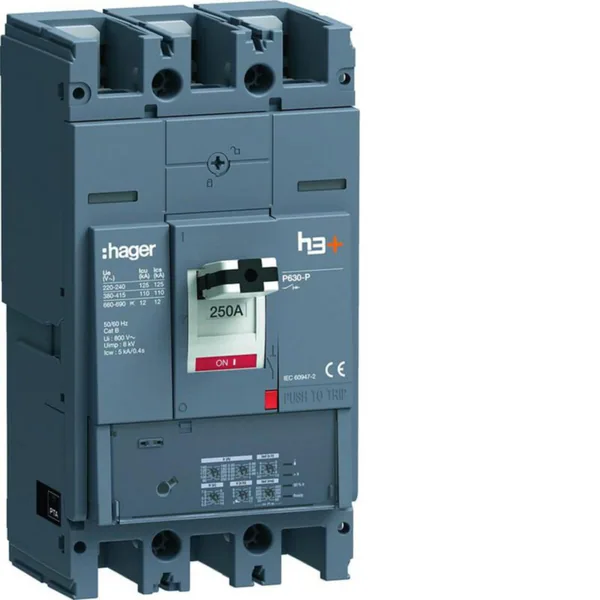 Kompaktikatkaisija Hager h3+ LSI P630 3N 250A 110KA