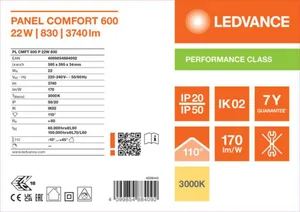 Moduulivalaisin Ledvance Panel PFM Comfort GEN2 600 - MODUULIVALAISIN PANEL PFM PL CMFT 600 22W 830 OP