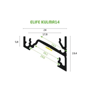 Valoprofiili ELIFE Kulma14 - VALOPROFIILI/-NAUHA ELIFE AL 24X19X2000 MUS
