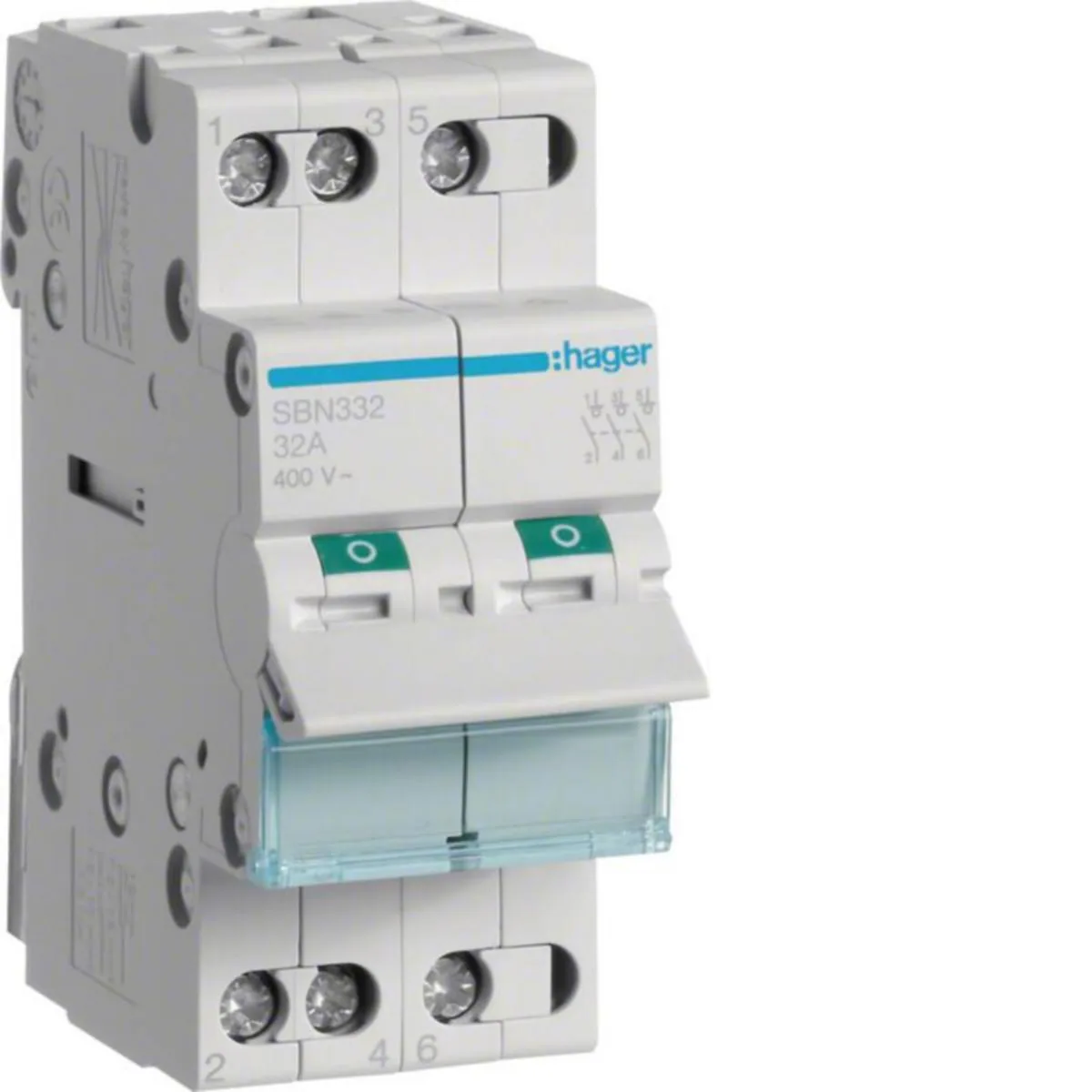 Kuormankytkin vipu Hager 400VAC, SBN332 0-1 3N 32A 400VAC DIN