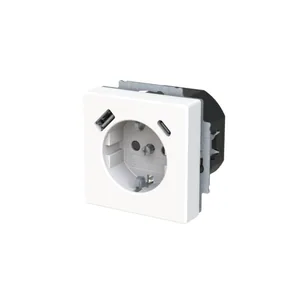 Pistorasia + USB ABB Impressivo maadoitettu 1-osainen - PISTORASIA + USB IMPRESSIVO 1S/16A/IP21 UKJ 0X USB A+C VAL