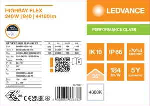 Syväsäteilijä Ledvance High Bay PFM Flex - SYVÄSÄTEILIJÄ HIGH BAY PFM HB FLEX 240W 840 35D ML 44KLM