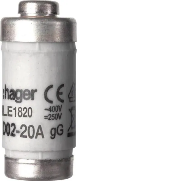 Tulppasulake Hager LE1820 D02/E18 GG 20A 400V