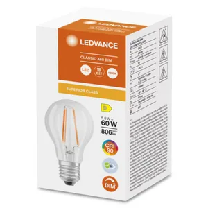Vakiolamppu Ledvance Superior Classic A - VAKIOLAMPPU LEDVANCE CLA 5,8W/940 806LM E27 DIM CL