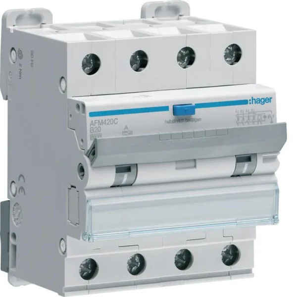Vikavirtajohdonsuojakatkaisija Hager AFM420C 300MA A/4X20A B-K. 6KA