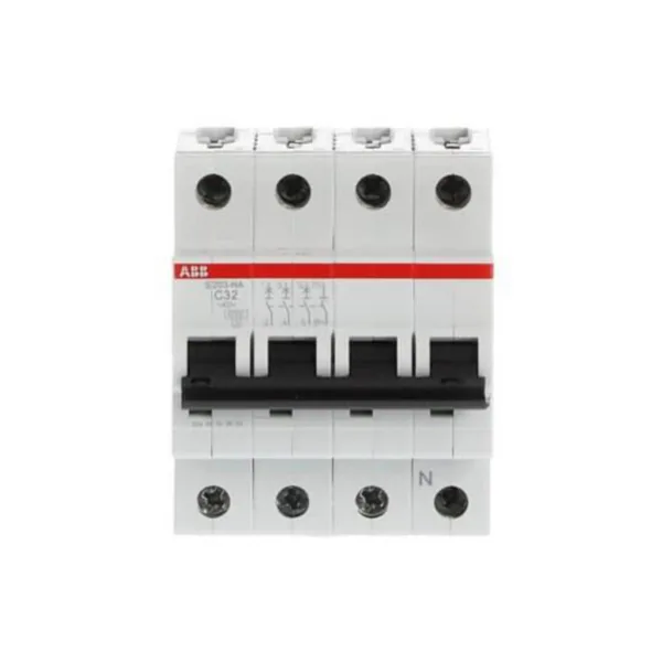 Johdonsuojakatkaisija ABB S200 C-käyrä 4-nap 3L+N S203-C32NA C32A