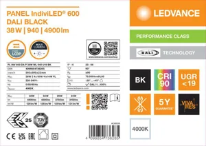 Moduulivalaisin Ledvance Panel IndiviLED® - MODUULIVALAISIN LEDVANCE PL INDV 600 38W 940 DALI BK