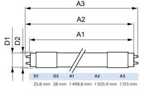 LED-valoputki T8 Philips Master LEDtube - LED-VALOPUTKI T8 MASTER LED T8 1500MM 865 3100LM 20W HF
