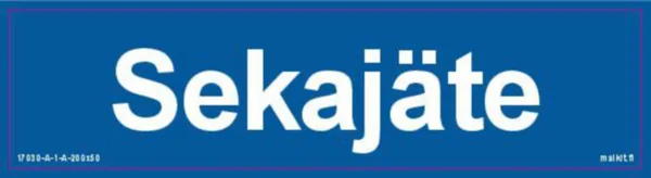 Merkintätarra Malkit Jätelajittelu JÄTE SEKAJÄTE 200X50