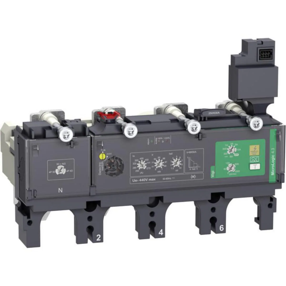 Kompaktikatkaisijan suojarele Schneider Electric ComPactT MicroLogic 4P 4.3 VIGI 400A