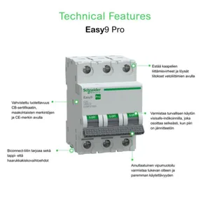 Johdonsuojakatkaisija Schneider Electric Easy9 C-käyrä 3-nap 6kA - JOHDONSUOJAKATKAISIJA EASY9 MCB 3C20 6KA