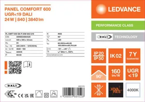 Moduulivalaisin Ledvance Panel PFM Comfort GEN2 600 - MODUULIVALAISIN PANEL PFM PL CMFT 600 24W 840 MP DALI